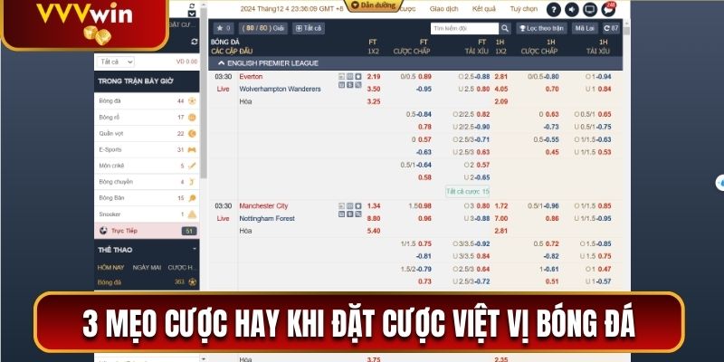 3 mẹo cược hay khi đặt cược việt vị bóng đá