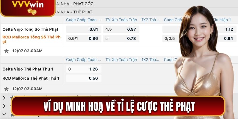 Ví dụ minh hoạ về tỉ lệ cược thẻ phạt