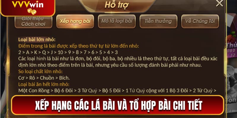 Xếp hạng các lá bài và tổ hợp bài chi tiết trong game
